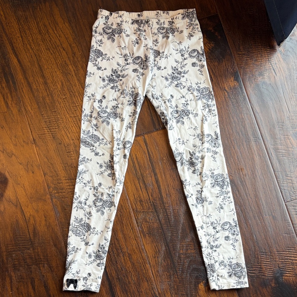 Janie and Jack Floral Leggings - White and Black